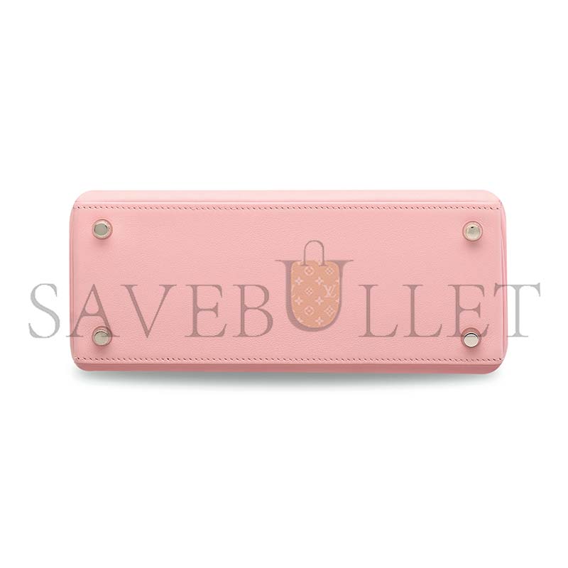 HERMÈS A ROSE SAKURA SWIFT LEATHER RETOURNÉ KELLY 25 WITH PALLADIUM HARDWARE (25*17*7cm) 